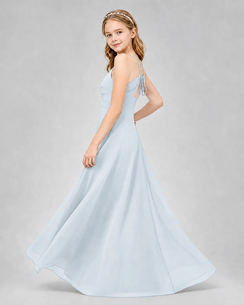 Mist Chiffon A-line Junior Bridesmaid Dress Side View