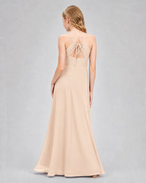Dideyttawl Junior Bridesmaid Dress with Cutout Back and Criss-Cross Chiffon Skirt