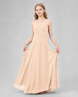 Peach Chiffon A-line Junior Bridesmaid Dress Front View