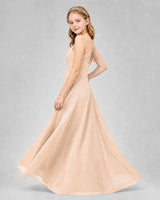 Peach Chiffon A-line Junior Bridesmaid Dress Side View