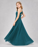 Peacock Chiffon A-line Junior Bridesmaid Dress Side View
