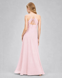 Dideyttawl Junior Bridesmaid Dress with Cutout Back and Criss-Cross Chiffon Skirt