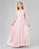 Pink Chiffon A-line Junior Bridesmaid Dress Front View