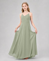 Sage Green Chiffon A-line Junior Bridesmaid Dress Front View