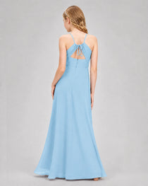Dideyttawl Junior Bridesmaid Dress with Cutout Back and Criss-Cross Chiffon Skirt