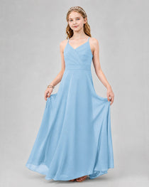 Dideyttawl Junior Bridesmaid Dress with Cutout Back and Criss-Cross Chiffon Skirt