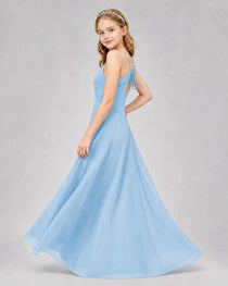 Dideyttawl Junior Bridesmaid Dress with Cutout Back and Criss-Cross Chiffon Skirt