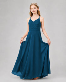 Dideyttawl Junior Bridesmaid Dress with Cutout Back and Criss-Cross Chiffon Skirt