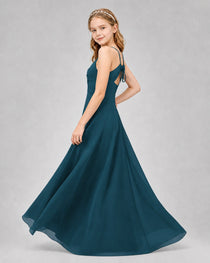 Dideyttawl Junior Bridesmaid Dress with Cutout Back and Criss-Cross Chiffon Skirt