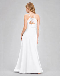 Dideyttawl Junior Bridesmaid Dress with Cutout Back and Criss-Cross Chiffon Skirt