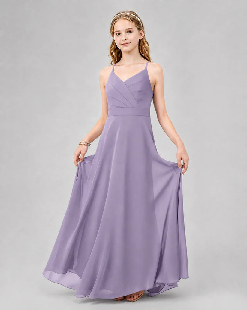 Wisteria Chiffon A-line Junior Bridesmaid Dress Front View
