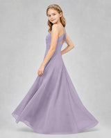 Wisteria Chiffon A-line Junior Bridesmaid Dress Side View