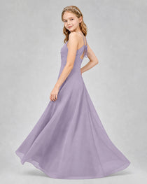 Dideyttawl Junior Bridesmaid Dress with Cutout Back and Criss-Cross Chiffon Skirt