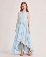 Baby Blue Chiffon A-line Junior Bridesmaid Dress Front View