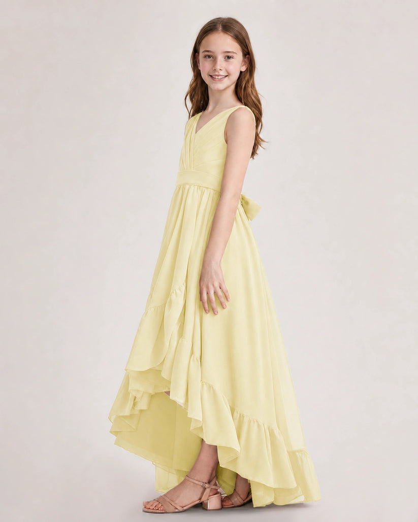 Daffodil Chiffon A-line Junior Bridesmaid Dress Side View