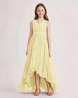 Daffodil Chiffon A-line Junior Bridesmaid Dress Front View