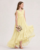 Daffodil Chiffon A-line Junior Bridesmaid Dress Side View