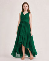 Dark Green Chiffon A-line Junior Bridesmaid Dress Front View