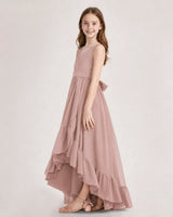 Dusty Rose Chiffon A-line Junior Bridesmaid Dress Side View