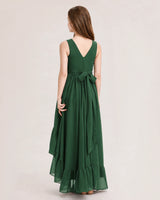 Emerald Green Chiffon A-line Junior Bridesmaid Dress Back View