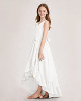 Ivory Chiffon A-line Junior Bridesmaid Dress Side View