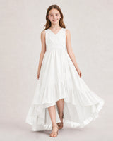 Ivory Chiffon A-line Junior Bridesmaid Dress Front View