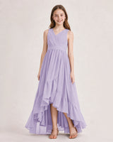 Lavender Chiffon A-line Junior Bridesmaid Dress Front View