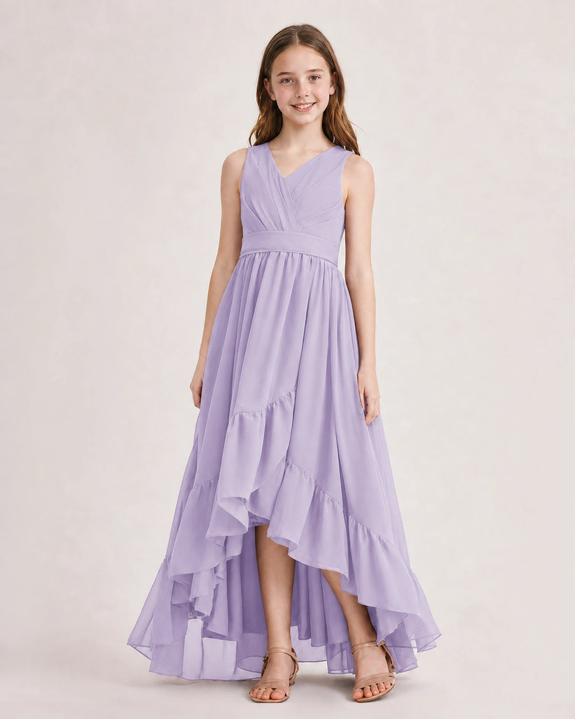 Lavender Chiffon A-line Junior Bridesmaid Dress Front View