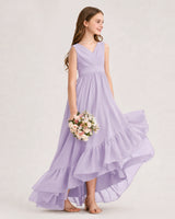 Lavender Chiffon A-line Junior Bridesmaid Dress Side View