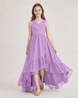 Lilac Chiffon A-line Junior Bridesmaid Dress Front View