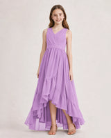Lilac Chiffon A-line Junior Bridesmaid Dress Front View