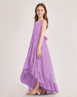 Lilac Chiffon A-line Junior Bridesmaid Dress Side View