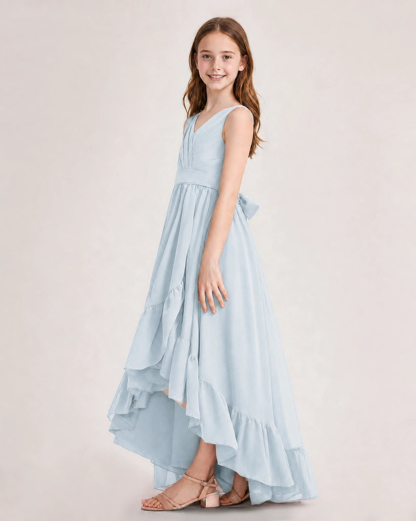 Mist Chiffon A-line Junior Bridesmaid Dress Side View