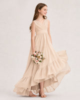Peach Chiffon A-line Junior Bridesmaid Dress Side View