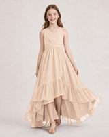 Peach Chiffon A-line Junior Bridesmaid Dress Front View