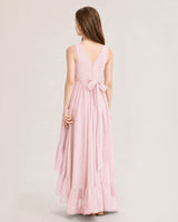 Pink Chiffon A-line Junior Bridesmaid Dress Back View