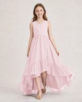 Pink Chiffon A-line Junior Bridesmaid Dress Front View