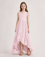 Pink Chiffon A-line Junior Bridesmaid Dress Front View