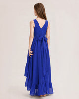 Royal Blue Chiffon A-line Junior Bridesmaid Dress Back View