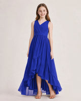 Royal Blue Chiffon A-line Junior Bridesmaid Dress Front View
