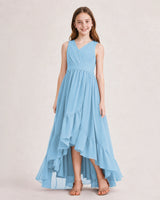 Sky Blue Chiffon A-line Junior Bridesmaid Dress Front View
