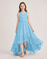 Sky Blue Chiffon A-line Junior Bridesmaid Dress Front View
