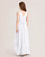 White Chiffon A-line Junior Bridesmaid Dress Back View
