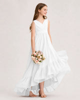 White Chiffon A-line Junior Bridesmaid Dress Side View