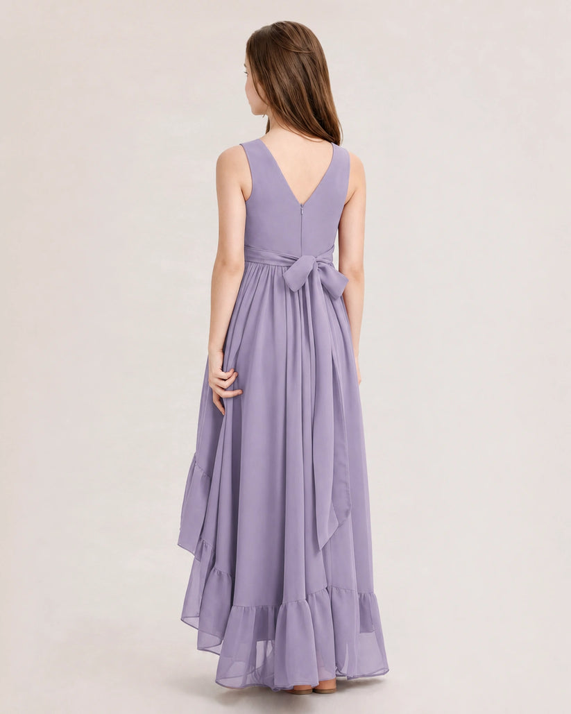 Wisteria Chiffon A-line Junior Bridesmaid Dress Back View