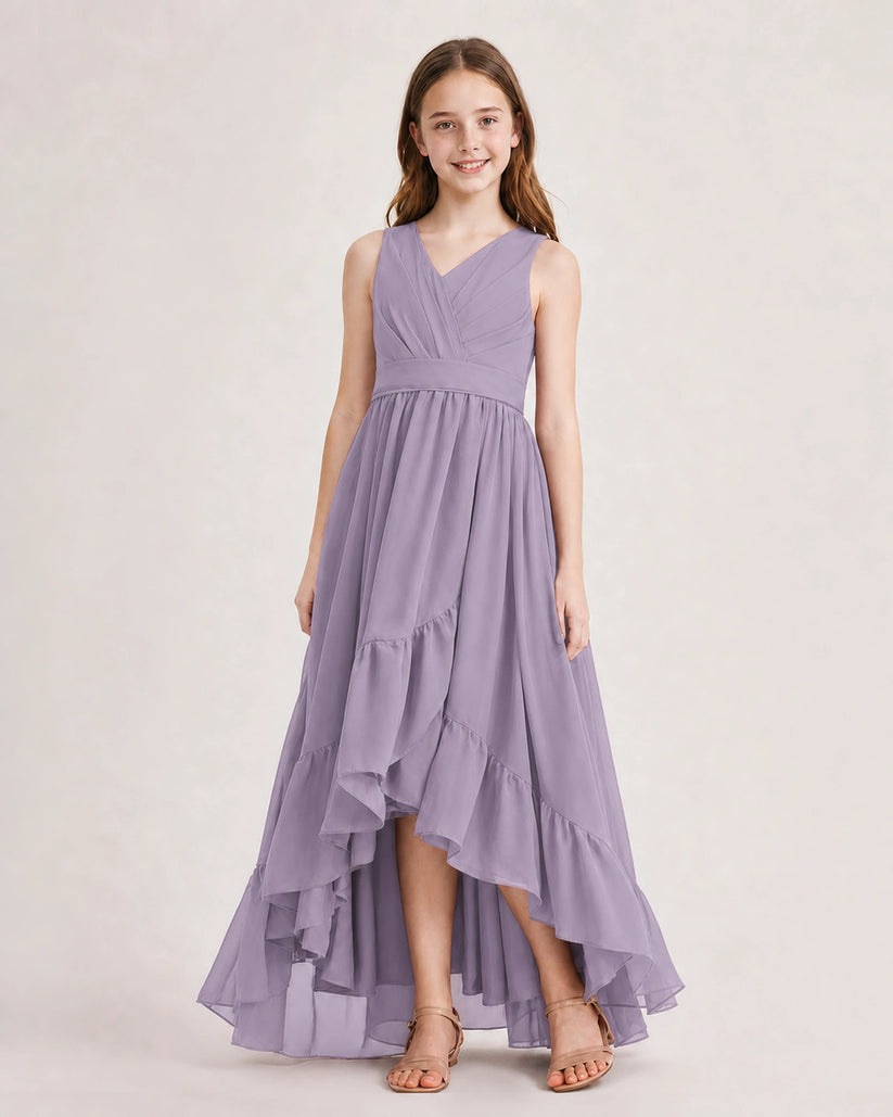 Wisteria Chiffon A-line Junior Bridesmaid Dress Front View