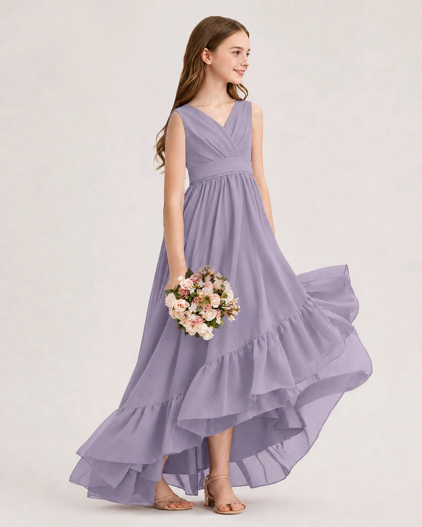 Wisteria Chiffon A-line Junior Bridesmaid Dress Side View
