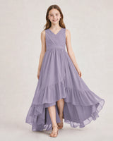 Wisteria Chiffon A-line Junior Bridesmaid Dress Front View