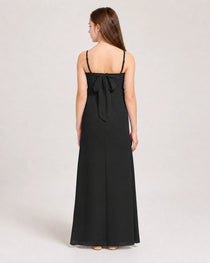 Dideyttawl Dusty Blue Chiffon Junior Bridesmaid Dress Cowl Neck A-Line Formal Dress