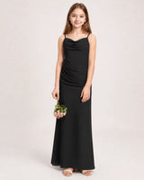 Black Chiffon Sheath Junior Bridesmaid Dress Front View